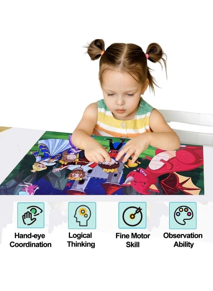 Premium Fairy Tales Jumbo Floor Puzzle for Kids – Castle, Dragon, King and Princess Story Puzzle Set - Image 4